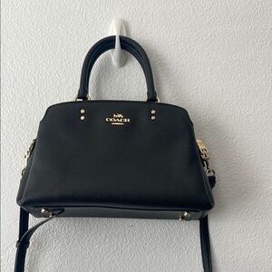 Coach Black Satchel Gold Hardware Handbag Mini Lily Carryall  Leather Crossbody